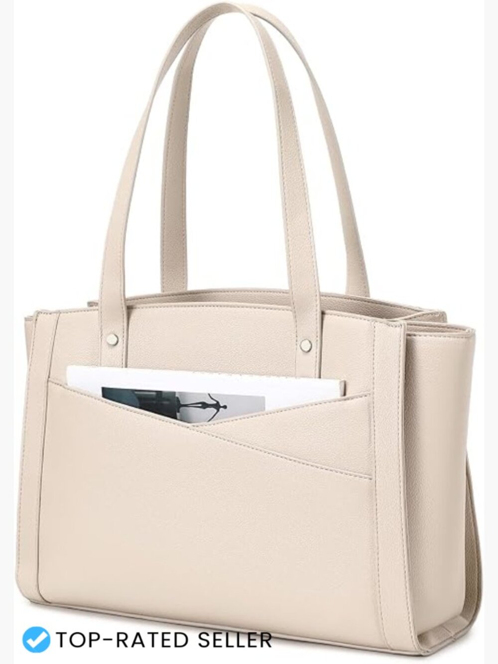 Large Faux Leather Work Tote Bag for Women 15.6 Inch Laptop Purse Satchel Office